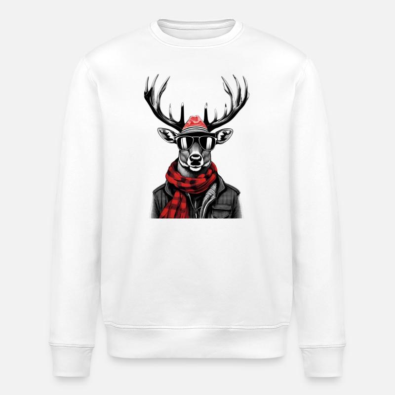 Cooler Hirsch - Stanley/Stella Unisex Bio-Sweatshirt ROLLER - Weiß