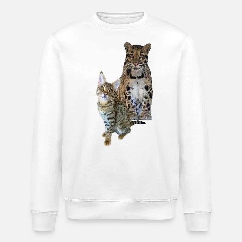 Clouded leopard and cat - Stanley/Stella ROLLER Unisex Organic Sweatshirt - white