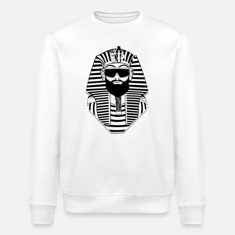 Pharao mit Sonnenbrille - Ägypten Sphinx - Stanley/Stella Unisex Bio-Sweatshirt ROLLER - Weiß