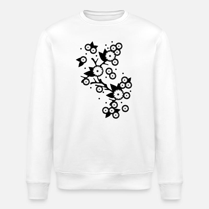 stylized flower branch - Stanley/Stella ROLLER Unisex Organic Sweatshirt - white
