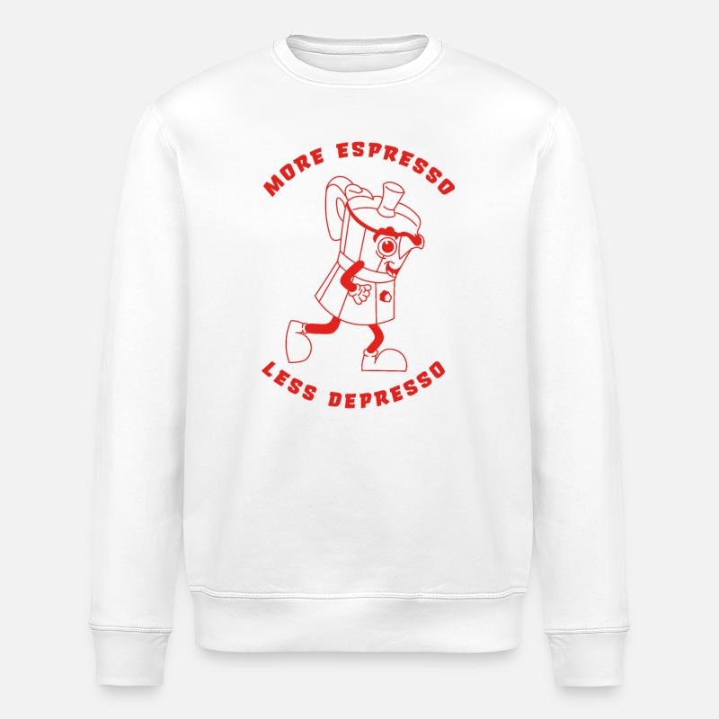 More Espresso Less Depresso red - Stanley/Stella Unisex Bio-Sweatshirt ROLLER - Weiß