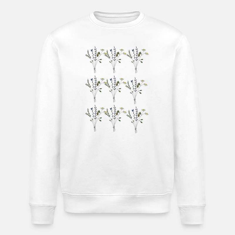 motif de prairies fleuries - Sweat bio ROLLER Stanley/Stella Unisexe - blanc