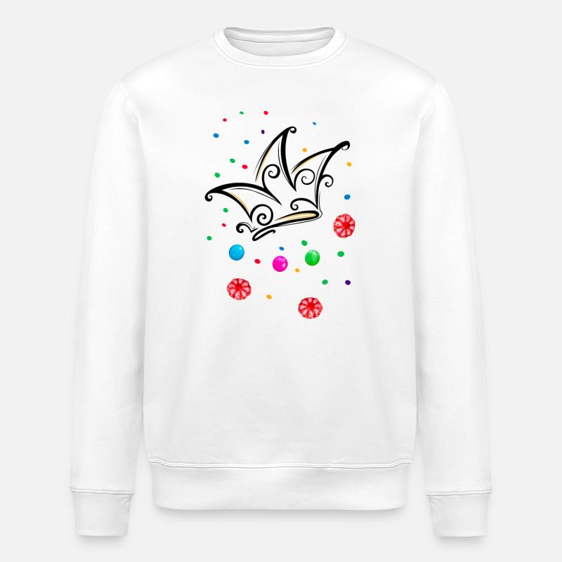 Fool's Cap Candy Camel - Stanley/Stella ROLLER Unisex Organic Sweatshirt - white