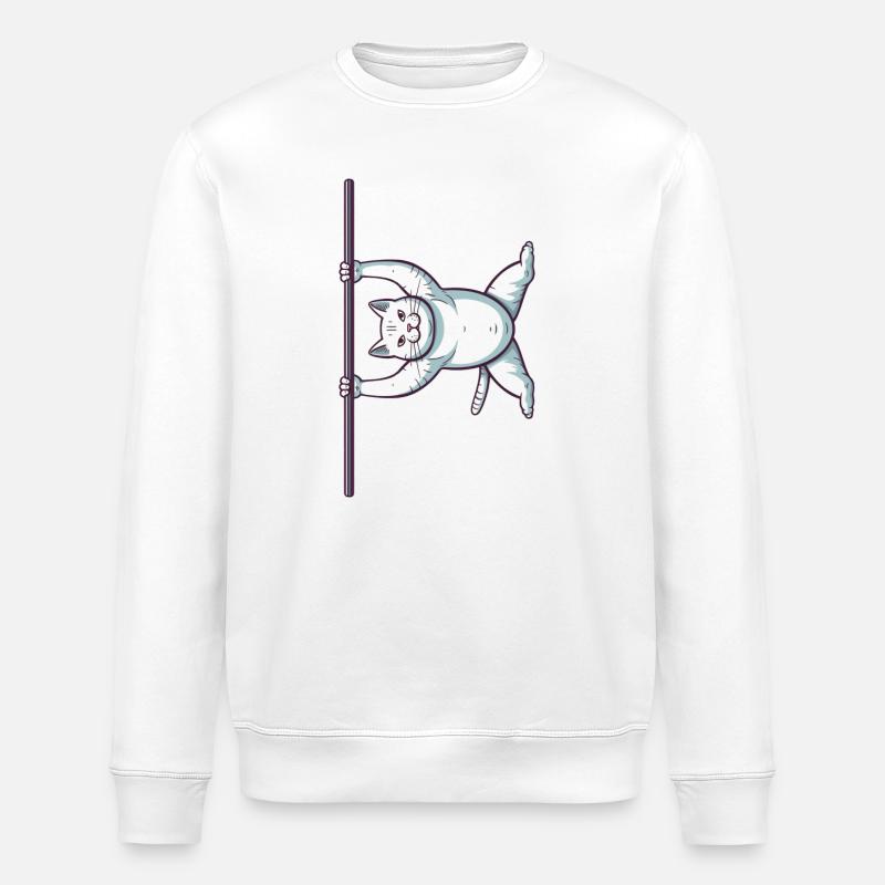 Chat comique blanc dans Iron X - Sweat bio ROLLER Stanley/Stella Unisexe - blanc