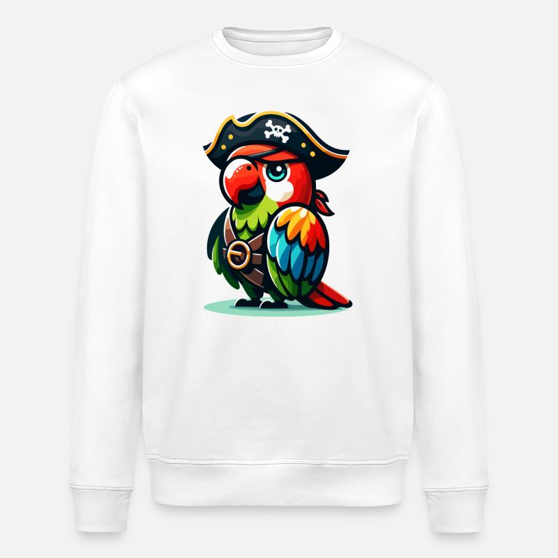 Pirate Polly: Der verwegene Krächzer - Stanley/Stella Unisex Bio-Sweatshirt ROLLER - Weiß