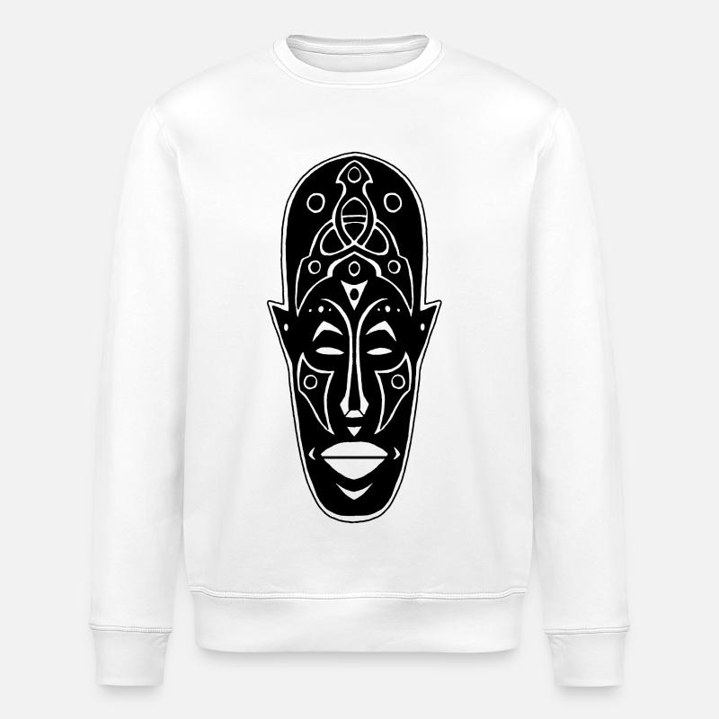 Masque africain étrange - Sweat bio ROLLER Stanley/Stella Unisexe - blanc