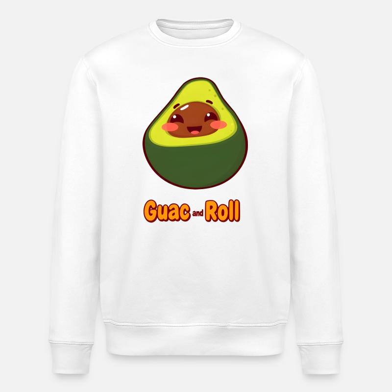 Guac and Roll Avocado Design - Stanley/Stella ROLLER Unisex Organic Sweatshirt - white