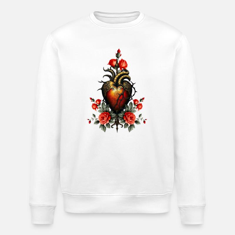 Die gotische Eleganz des Herzens - Stanley/Stella Unisex Bio-Sweatshirt ROLLER - Weiß