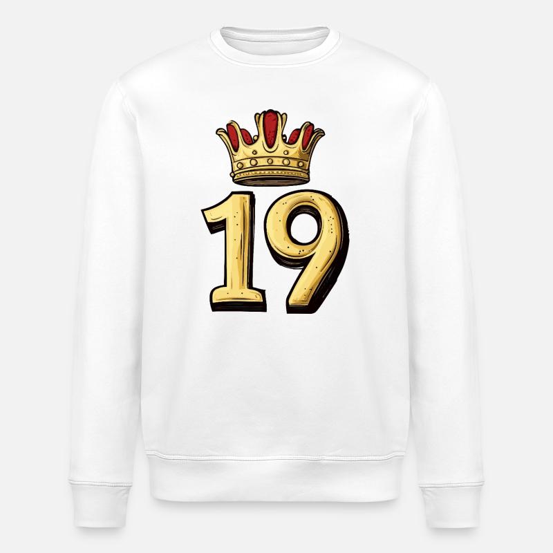 19 Number Crown - Stanley/Stella ROLLER Unisex Organic Sweatshirt - white