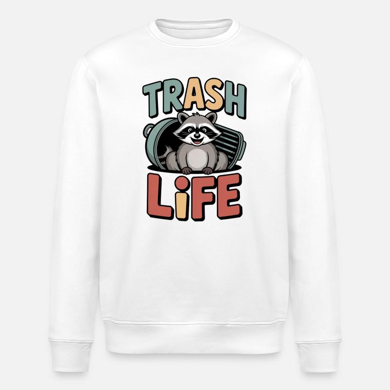 Waschbär Humor – Trash Life - Stanley/Stella Unisex Bio-Sweatshirt ROLLER - Weiß
