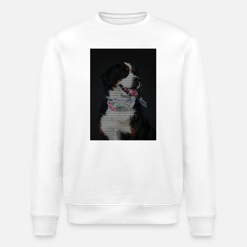 Mosaik Hund mit bunter Halskette - Stanley/Stella Unisex Bio-Sweatshirt ROLLER - Weiß