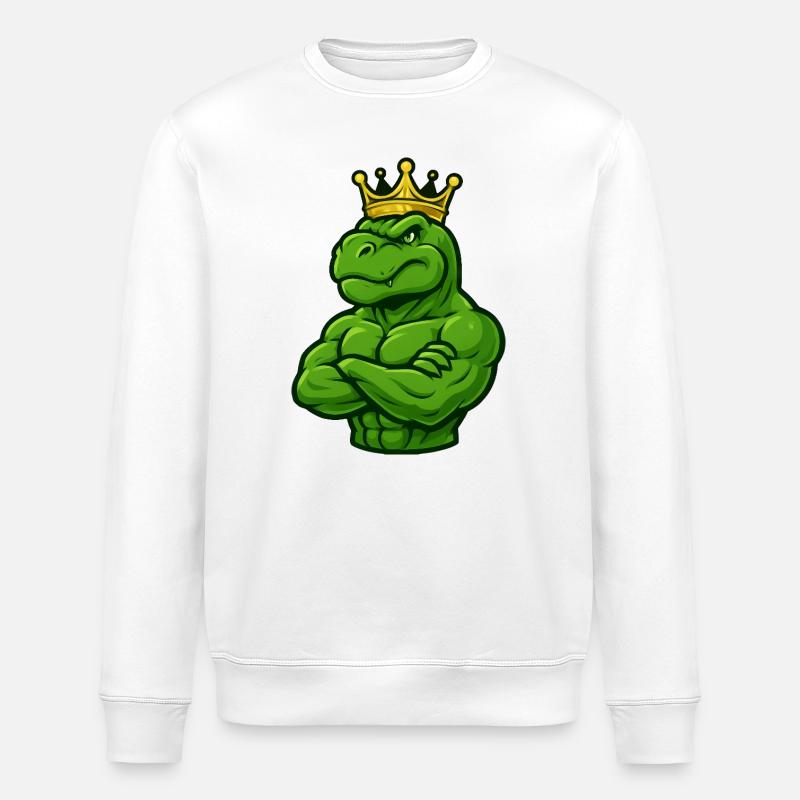 Starker T-Rex Dinosaurier mit Krone Selbstbewusst  - Stanley/Stella Unisex Bio-Sweatshirt ROLLER - Weiß