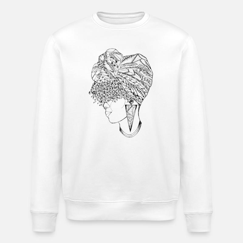 Femme noire line art - Sweat bio ROLLER Stanley/Stella Unisexe - blanc