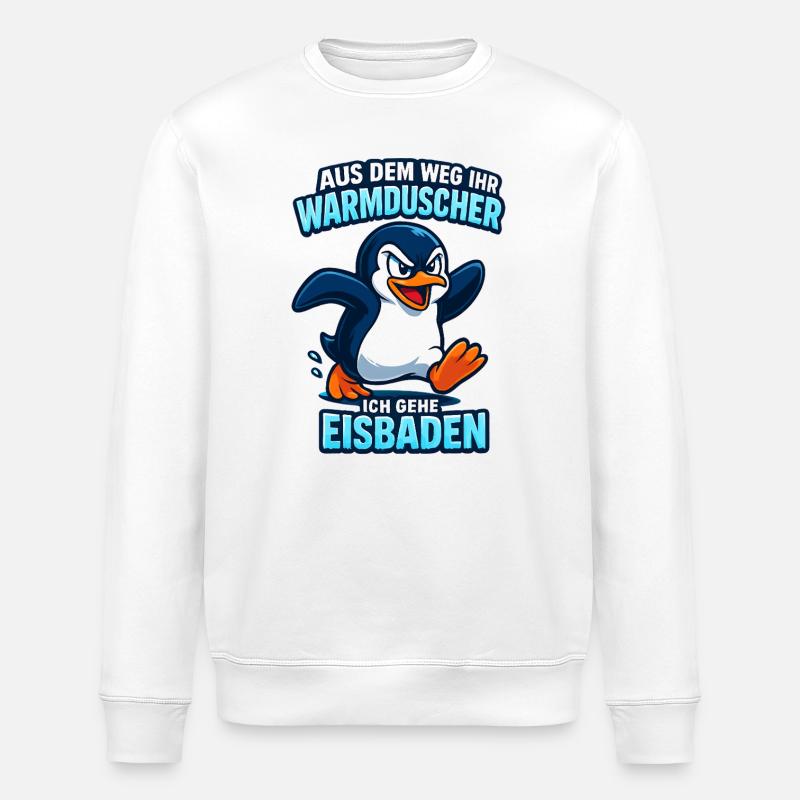 Eisbaden Pingiun Lustiger Spruch - Stanley/Stella Unisex Bio-Sweatshirt ROLLER - Weiß