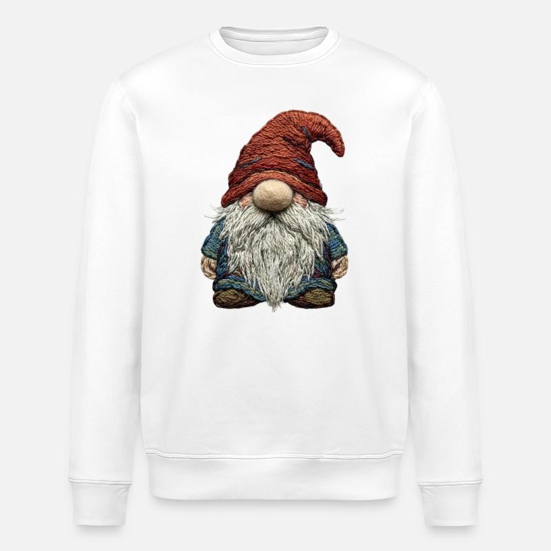 Gnome en aspect brodé (imprimé) - Sweat bio ROLLER Stanley/Stella Unisexe - blanc