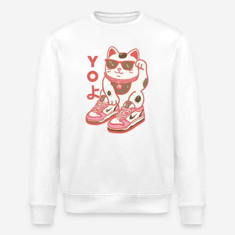 Sunny Cat Sneaker Squad - Stanley/Stella ROLLER Unisex Organic Sweatshirt - white