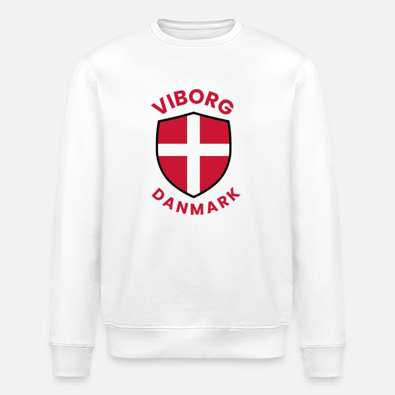 Viborg Dänemarks Schild mit Kreuzfahne - Stanley/Stella Unisex Bio-Sweatshirt ROLLER - Weiß