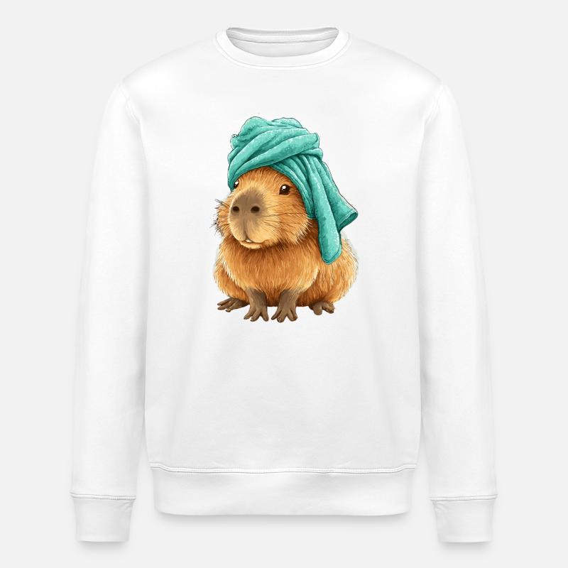 Capybara avec du tissu - Sweat bio ROLLER Stanley/Stella Unisexe - blanc
