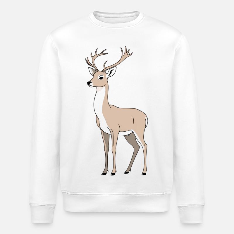 Cerf aux bois élégants - Sweat bio ROLLER Stanley/Stella Unisexe - blanc