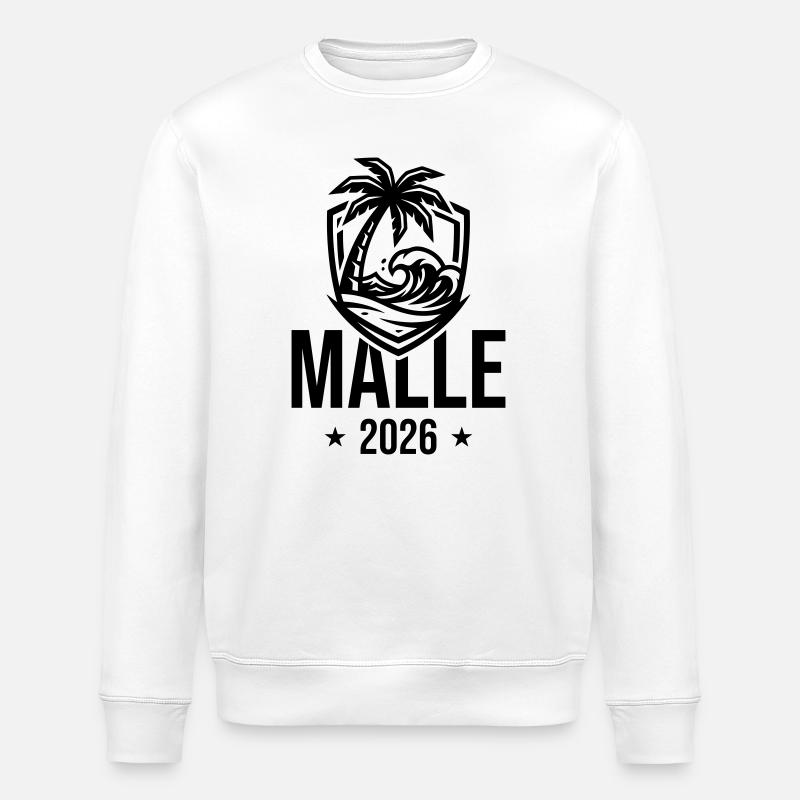 Malle 2026 Palmen Strand - Stanley/Stella Unisex Bio-Sweatshirt ROLLER - Weiß