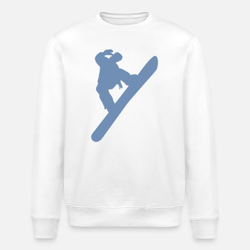 Minimalistischer Snowboarder Wintersport - Stanley/Stella Unisex Bio-Sweatshirt ROLLER - Weiß