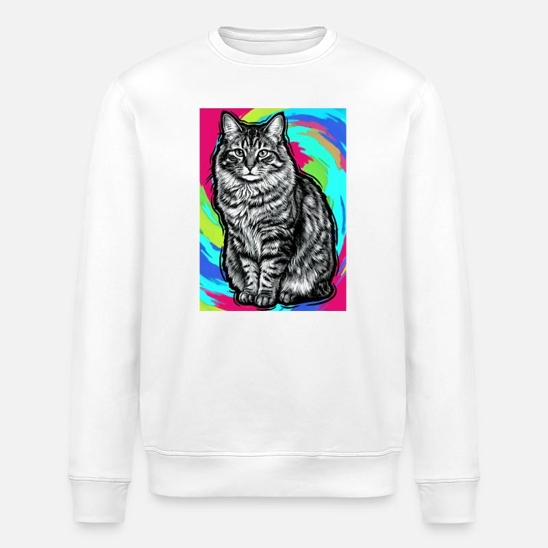 Katze - Stanley/Stella Unisex Bio-Sweatshirt ROLLER - Weiß