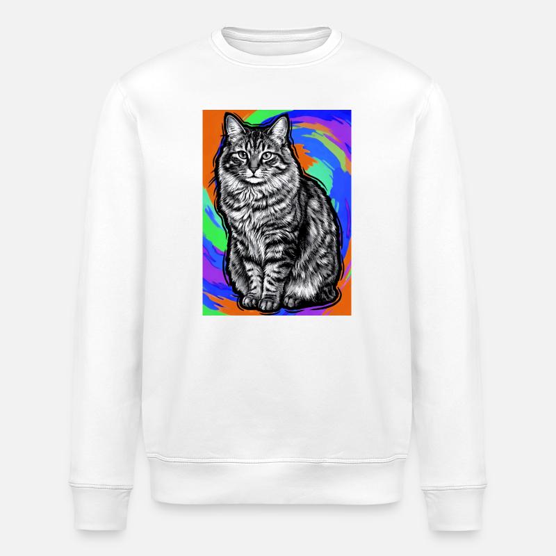Katze - Stanley/Stella Unisex Bio-Sweatshirt ROLLER - Weiß