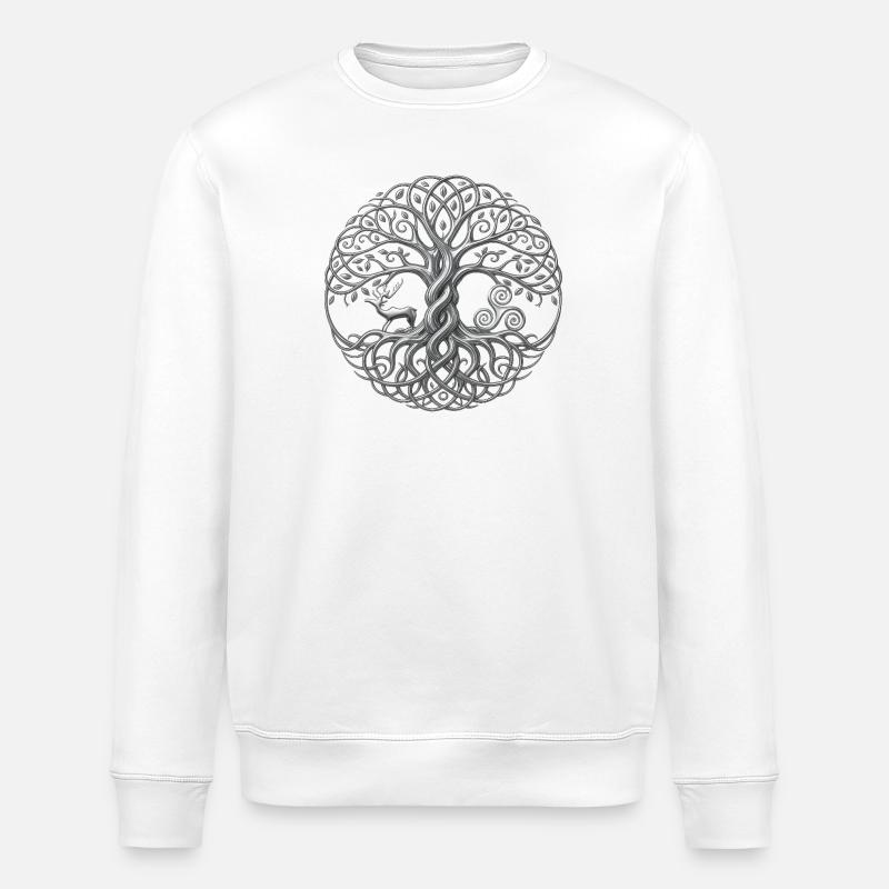 Arbre-Monde Yggdrasil - Sweat bio ROLLER Stanley/Stella Unisexe - blanc