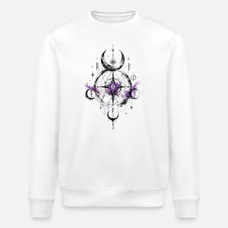 Géométrie Pourpre de la Nuit - Sweat bio ROLLER Stanley/Stella Unisexe - blanc