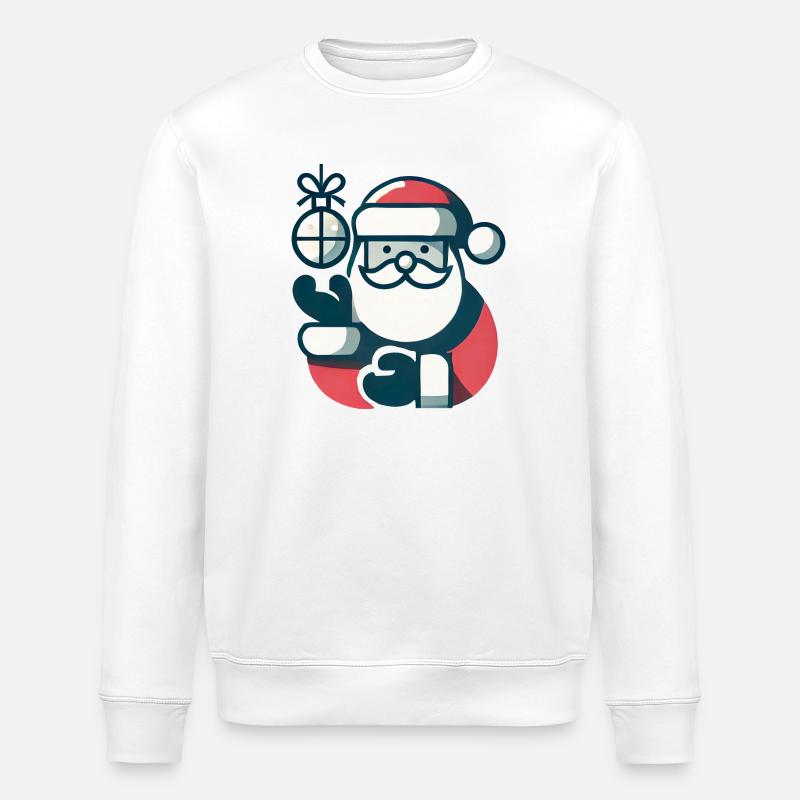 Weihnachtsmann mit Weihnachtskugel - Stanley/Stella Unisex Bio-Sweatshirt ROLLER - Weiß