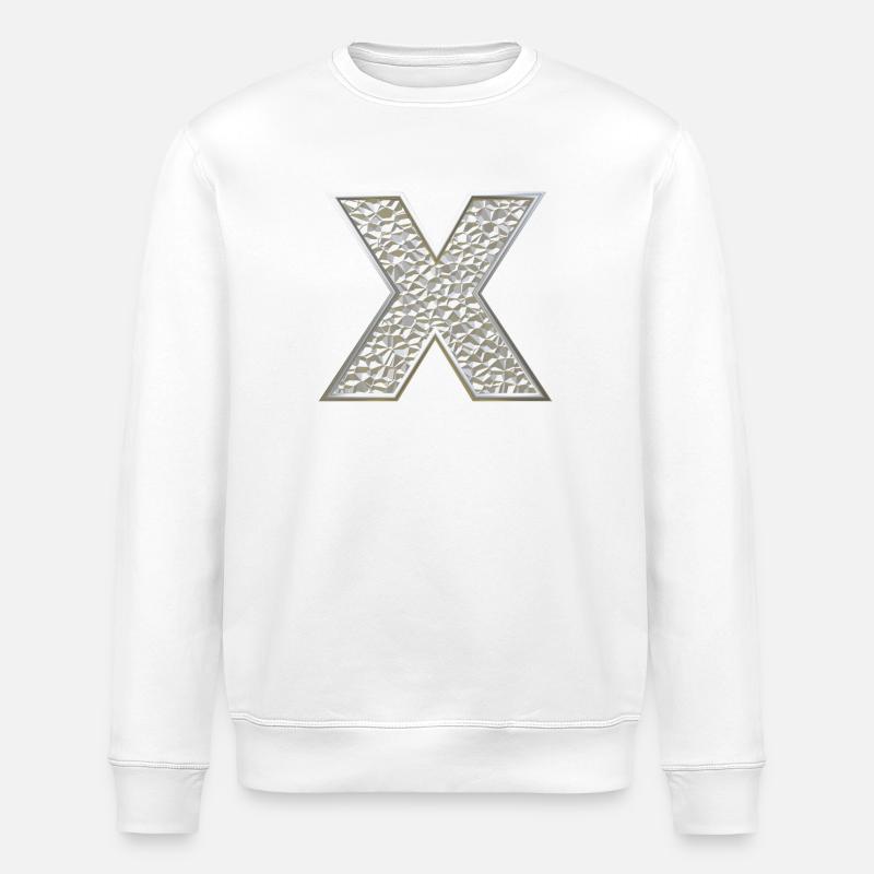 X, letter, initial, monogram, - Stanley/Stella ROLLER Unisex Organic Sweatshirt - white