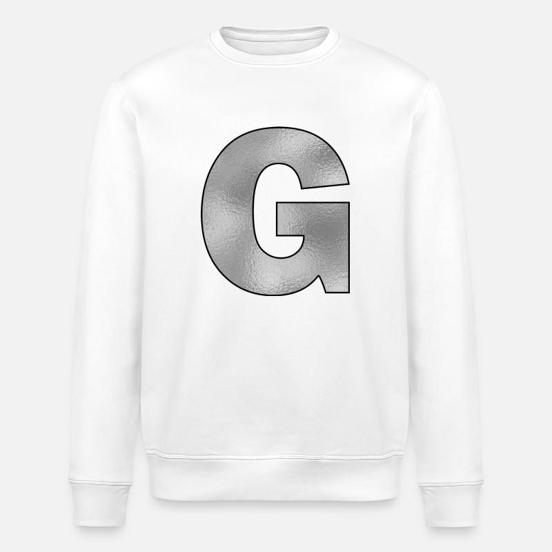 Lettre G Argent - Sweat bio ROLLER Stanley/Stella Unisexe - blanc