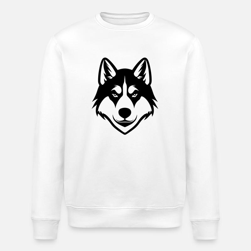 Husky Hund Kopf - Stanley/Stella Unisex Bio-Sweatshirt ROLLER - Weiß