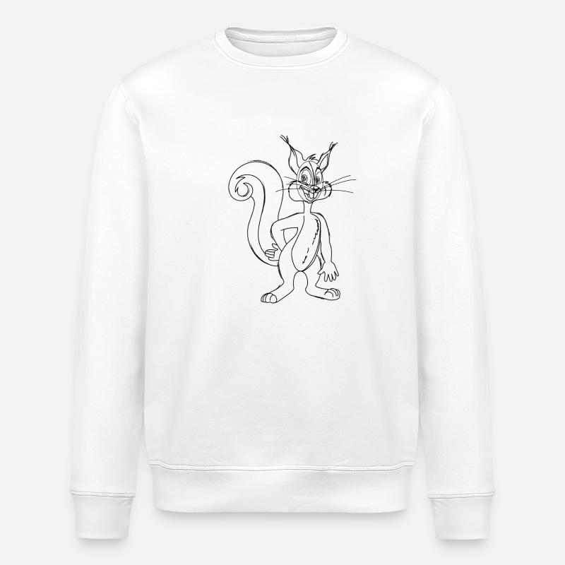 Gestempeltes Cartoon-Eichhörnchen - Stanley/Stella Unisex Bio-Sweatshirt ROLLER - Weiß