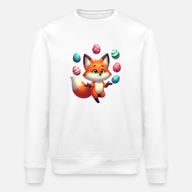 Jonglierender Rotfuchs mit Ostereiern - Stanley/Stella Unisex Bio-Sweatshirt ROLLER - Weiß