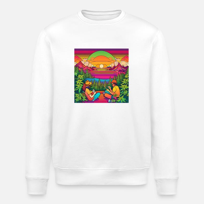 psychedelisches trippy Weed-Design - Stanley/Stella Unisex Bio-Sweatshirt ROLLER - Weiß