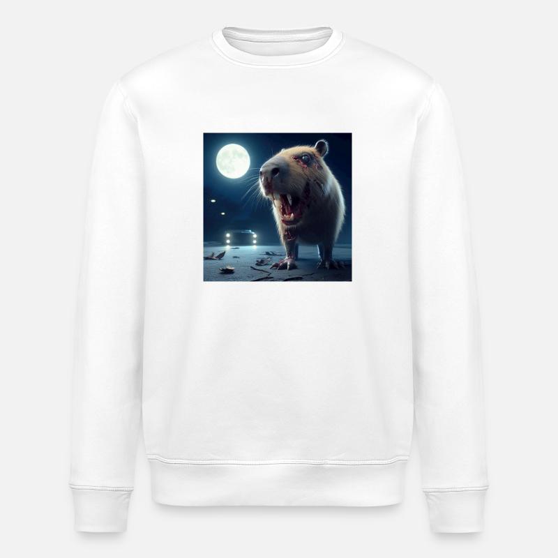 Zombie Capybara - Stanley/Stella Unisex Bio-Sweatshirt ROLLER - Weiß