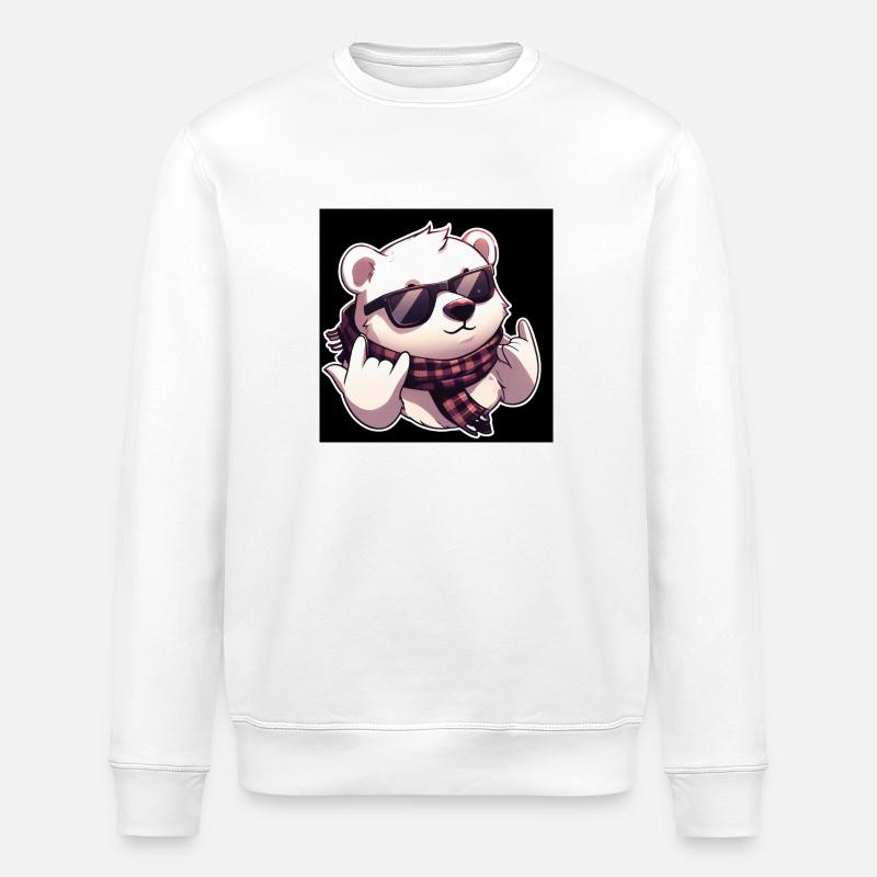 cool bär eisbär - Stanley/Stella Unisex Bio-Sweatshirt ROLLER - Weiß