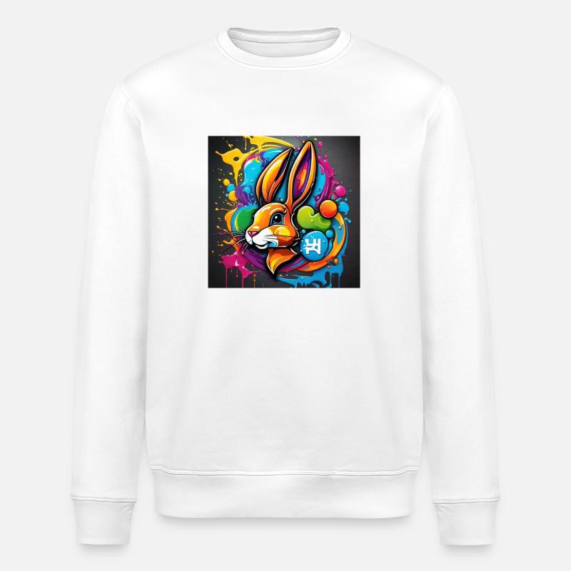 Farbkleks Hase - Stanley/Stella Unisex Bio-Sweatshirt ROLLER - Weiß