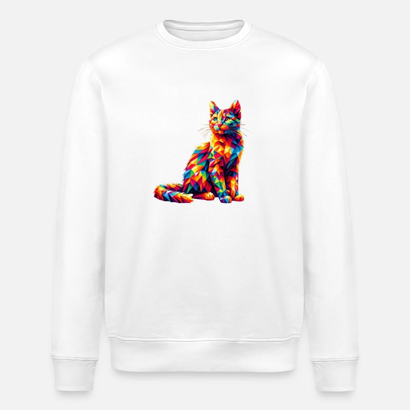 Katze - Stanley/Stella Unisex Bio-Sweatshirt ROLLER - Weiß