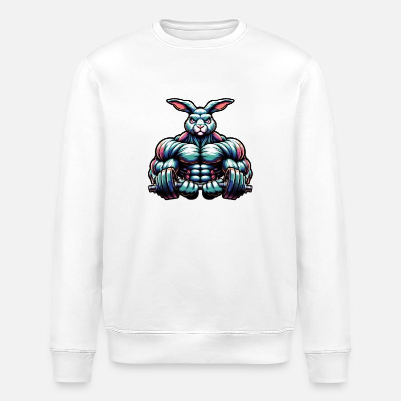 Curling Bunny - Stanley/Stella Unisex Bio-Sweatshirt ROLLER - Weiß