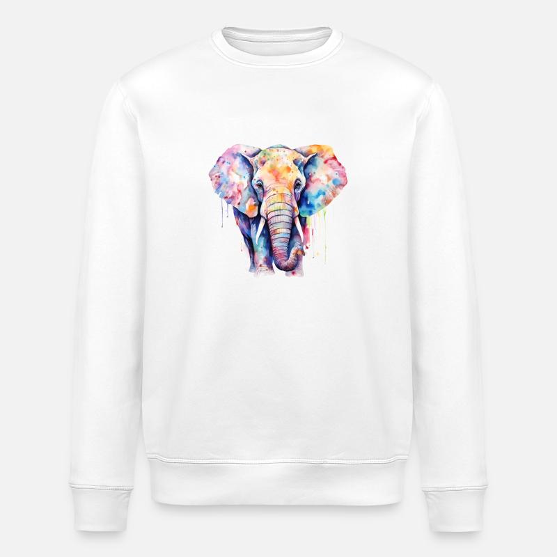Wasserfarbe Elefant - Stanley/Stella Unisex Bio-Sweatshirt ROLLER - Weiß