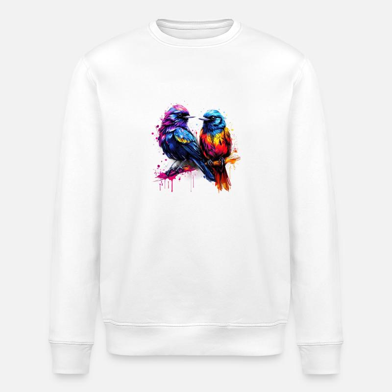 Farbenfrohe Vögel - Stanley/Stella Unisex Bio-Sweatshirt ROLLER - Weiß