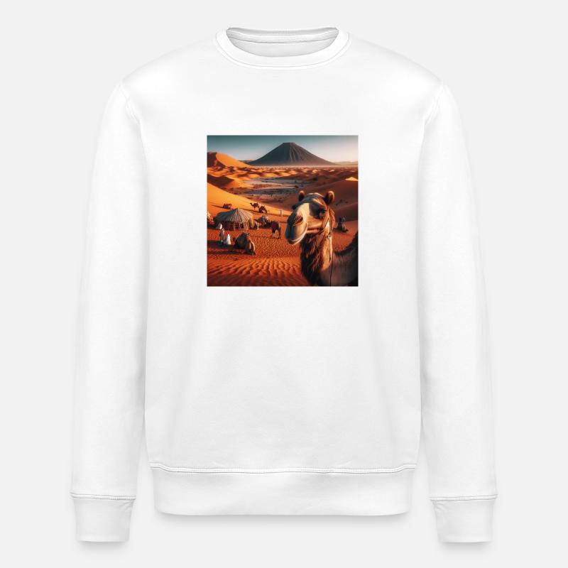 true camel in a desert A8 - Stanley/Stella ROLLER Unisex Organic Sweatshirt - white