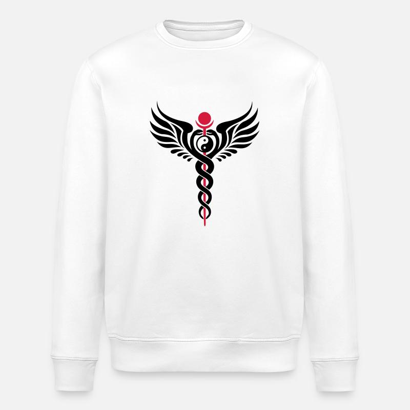 Caduceus, Yin Yang, Winged Serpent, Hermetic - Stanley/Stella økologisk unisex-sweatshirt ROLLER - hvid