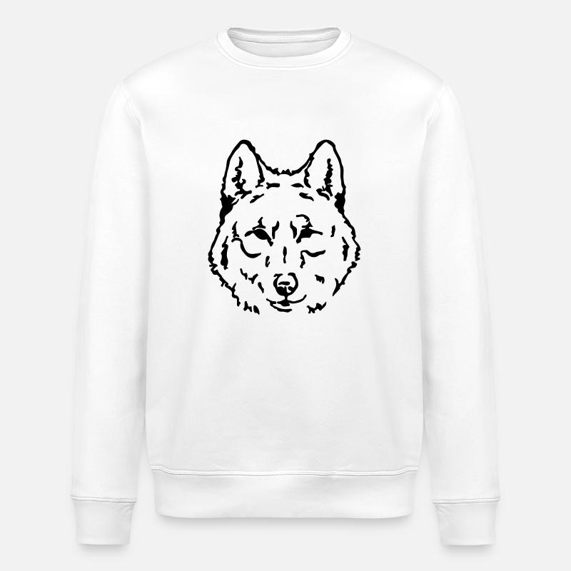 wolf face - Stanley/Stella ROLLER Unisex Organic Sweatshirt - white