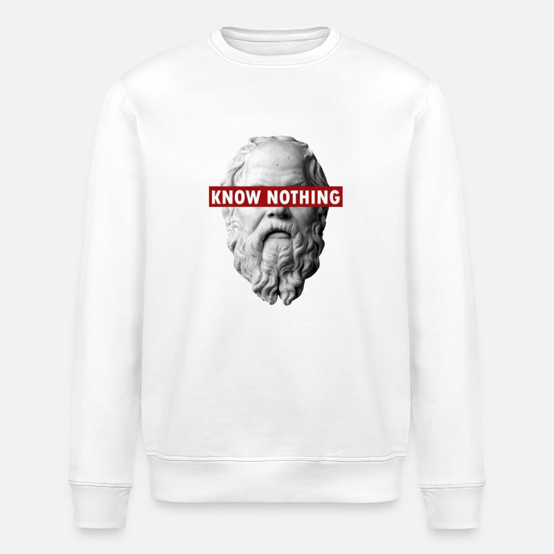 KNOW NOTHING SOCRATES - Stanley/Stella ROLLER Unisex Organic Sweatshirt - white