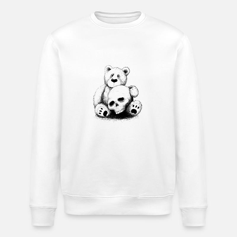 Bär mit Totenkopf - Stanley/Stella Unisex Bio-Sweatshirt ROLLER - Weiß