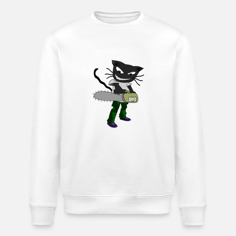chat scie à chaîne - Sweat bio ROLLER Stanley/Stella Unisexe - blanc