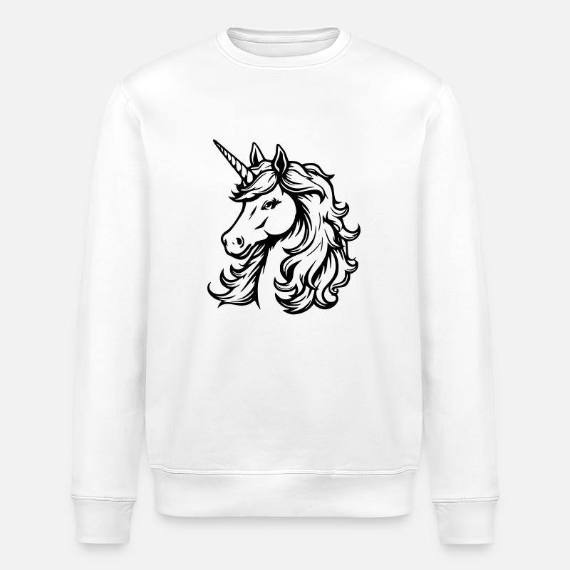 Schlichtes Einhorn-Design - Stanley/Stella Unisex Bio-Sweatshirt ROLLER - Weiß